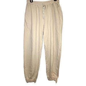 Kittenish Elastic Waist Drawstring Pull-On Jogger Pants Beige XL